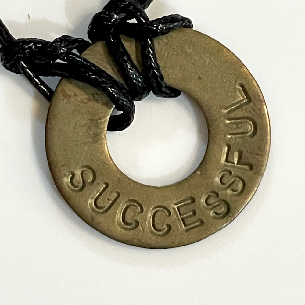 MY INTENT Black Cord Circle Metal "SUCCESSFUL" Adjustable Bracelet NWOT